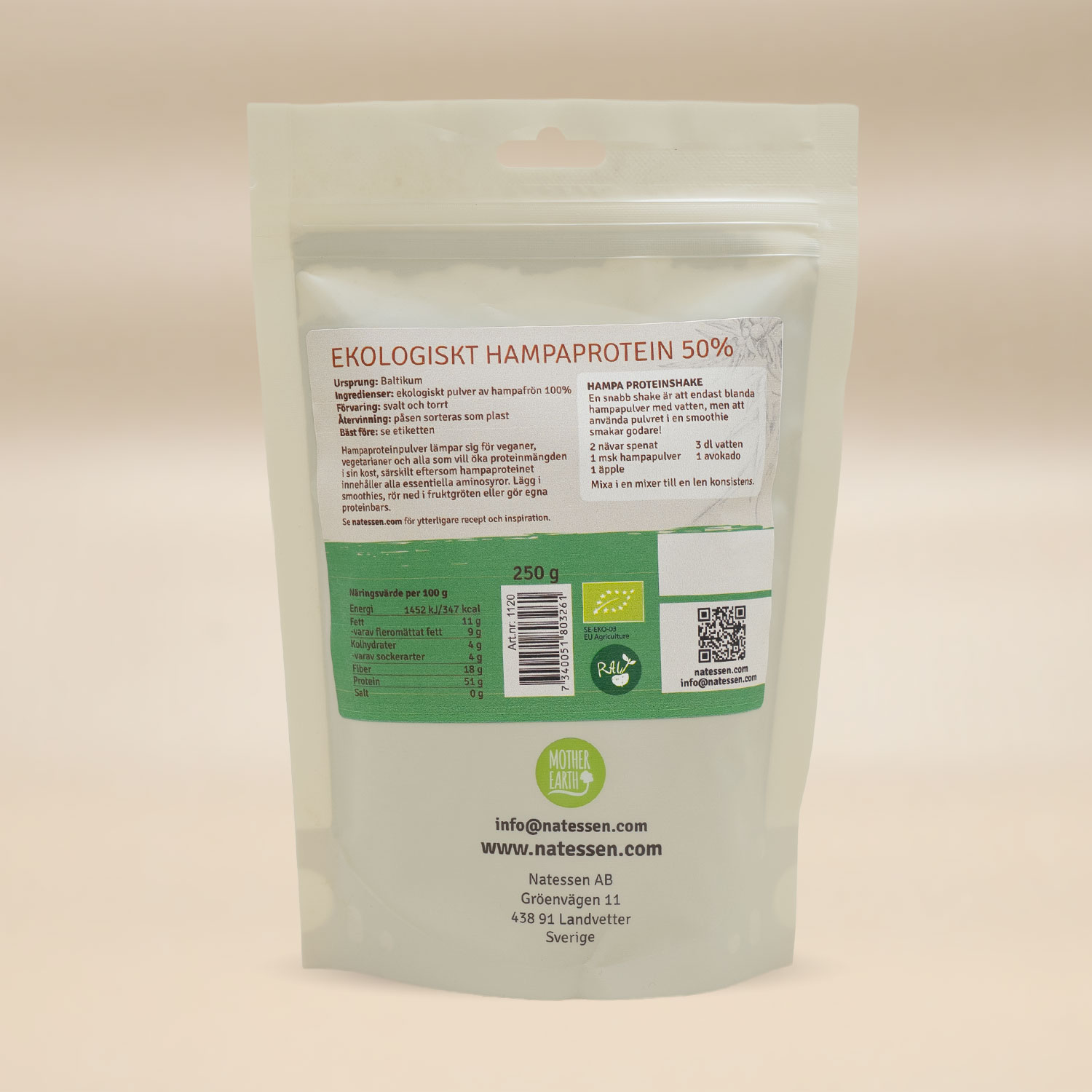 Mother Earth Hampaproteinpulver 50% RAW&EKO 250g - Bild 2