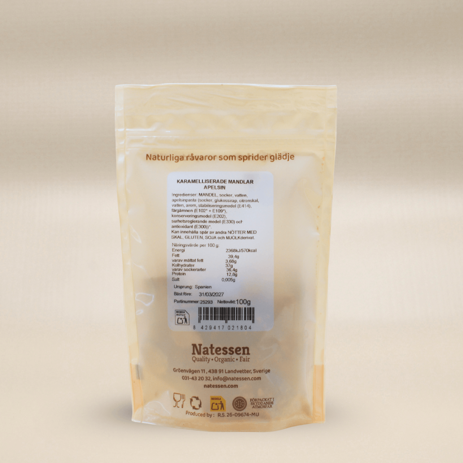 Nötbolaget Karamelliserad Mandel Apelsin 100g - Bild 2